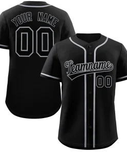 Custom Black Black-Grey Classic Style Authentic Baseball Jersey