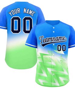 Custom Light Blue Green-White Gradient Fashion Authentic Baseball Jersey