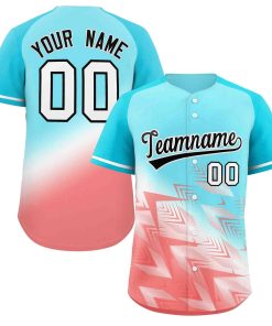 Custom Aqua Light Red Black-White Gradient Fashion Authentic Baseball Jersey