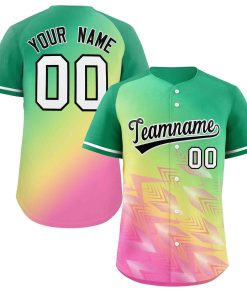 Custom Kelly Green Yellow Black-White Gradient Fashion Authentic Baseball Jersey