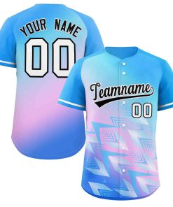 Custom Powder Blue Purple Black-White Gradient Fashion Authentic Baseball Jersey