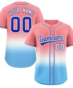 Custom Light Red Light Blue Royal-White Gradient Fashion Authentic Baseball Jersey