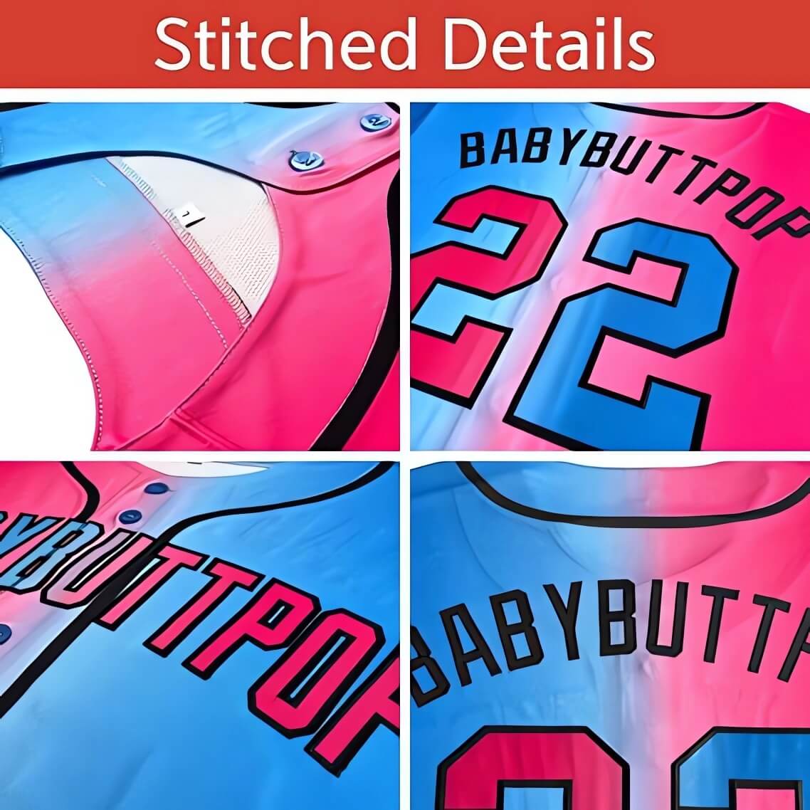 Custom Rose Pink Aqua Purple-White Gradient Fashion Authentic Baseball Jersey - Image 4