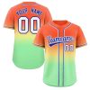 Custom Orange Neon Green Royal-White Gradient Fashion Authentic Baseball Jersey