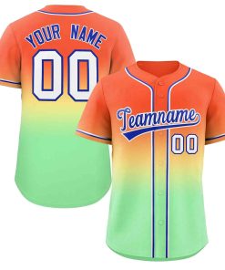 Custom Orange Neon Green Royal-White Gradient Fashion Authentic Baseball Jersey