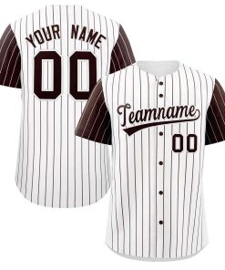 Custom White Brown Stripe Fashion Raglan Sleeves Authentic Baseball Jersey