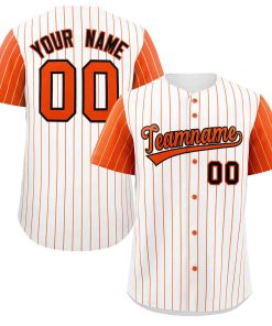 Custom White Orange-Black Stripe Fashion Raglan Sleeves Authentic Baseball Jersey
