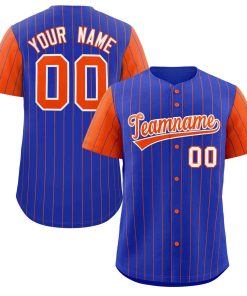 Custom Royal Orange-White Stripe Fashion Raglan Sleeves Authentic Baseball Jersey