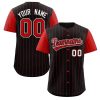 Custom Baseball Jersey | Personalized Name & Number | Sublimated + Stitched | Black Red Pinstripe | Leagues & Tournaments | KXK Jerseys