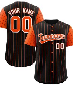 Custom Black Orange-White Stripe Fashion Raglan Sleeves Authentic Baseball Jersey
