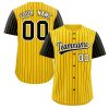 Custom Gold Black-White Stripe Fashion Raglan Sleeves Authentic Baseball Jersey