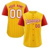 Custom Gold White-Red Stripe Fashion Raglan Sleeves Authentic Baseball Jersey