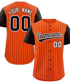 Custom Orange Black-White Stripe Fashion Raglan Sleeves Authentic Baseball Jersey