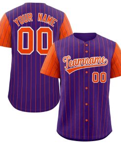 Custom Purple Orange-White Stripe Fashion Raglan Sleeves Authentic Baseball Jersey