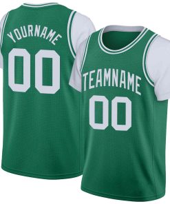 Custom Green WhiteClassic Tops Casual Fake Sleeve Basketball Jersey