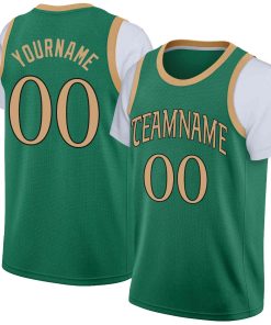 Custom Green Old Gold-Black Classic Tops Casual Fake Sleeve Basketball Jersey