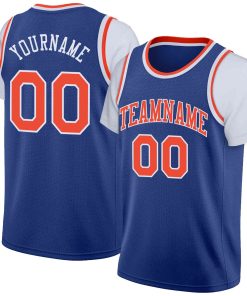 Custom Purple Orange-White Classic Tops Casual Fake Sleeve Basketball Jersey