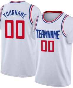 Custom White Blue Classic Tops Casual Fake Sleeve Basketball Jersey