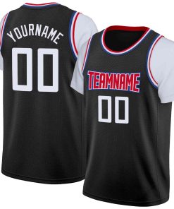 Custom Black Red-White Classic Tops Casual Fake Sleeve Basketball Jersey