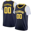 Custom Navy Yellow-White Classic Tops Casual Fake Sleeve Basketball Jersey
