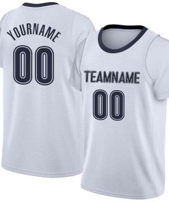 Custom White Navy Classic Tops Casual Fake Sleeve Basketball Jersey