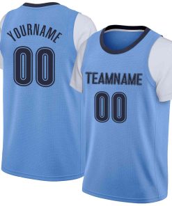 Custom Powder Blue Navy-Powder Blue Classic Tops Casual Fake Sleeve Basketball Jersey
