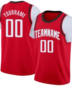 Custom Red White-Gray Classic Tops Casual Fake Sleeve Basketball Jersey