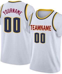 Custom White Red-Yellow Classic Tops Casual Fake Sleeve Basketball Jersey
