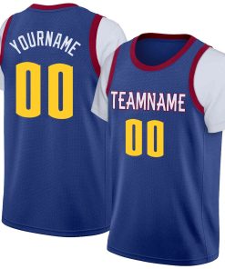 Custom Blue White-Red Classic Tops Casual Fake Sleeve Basketball Jersey