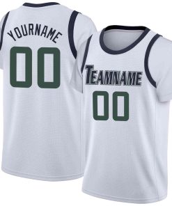 Custom White Navy-White Classic Tops Casual Fake Sleeve Basketball Jersey