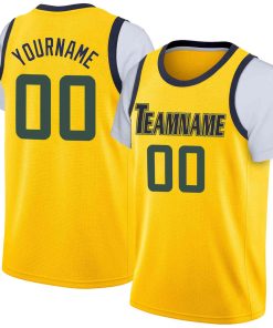 Custom Yellow Navy-Yellow Classic Tops Casual Fake Sleeve Basketball Jersey