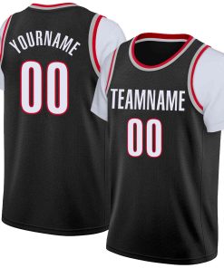 Custom Black White Classic Tops Casual Fake Sleeve Basketball Jersey