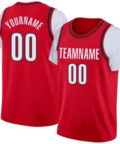 Custom Red White Classic Tops Casual Fake Sleeve Basketball Jersey