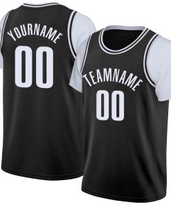 Custom Black White Classic Tops Casual Fake Sleeve Basketball Jersey