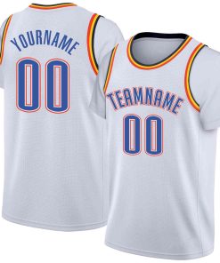 Custom White Powder Blue-White Classic Tops Casual Fake Sleeve Basketball Jersey