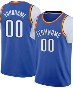 Custom Royal White-Royal Classic Tops Casual Fake Sleeve Basketball Jersey