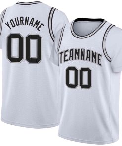 Custom White Black-White Classic Tops Casual Fake Sleeve Basketball Jersey