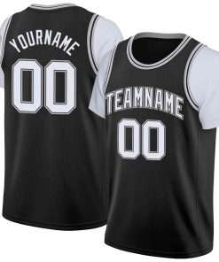 Custom Black White-Gray Classic Tops Casual Fake Sleeve Basketball Jersey