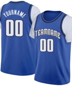 Custom Royal White-Gray Classic Tops Casual Fake Sleeve Basketball Jersey
