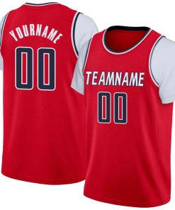 Custom Red White-Black Classic Tops Casual Fake Sleeve Basketball Jersey