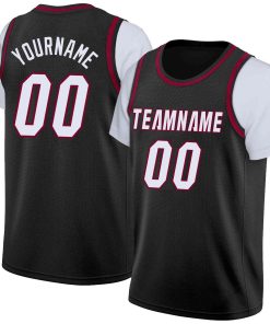 Custom Black White-Maroon Classic Tops Casual Fake Sleeve Basketball Jersey