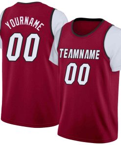 Custom Maroon White-Black Classic Tops Casual Fake Sleeve Basketball Jersey
