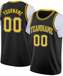 Custom Black Yellow-Black Classic Tops Casual Fake Sleeve Basketball Jersey