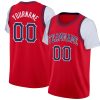 Custom Red Navy-White Classic Tops Casual Fake Sleeve Basketball Jersey