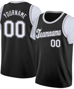 Custom Black White-Black Classic Tops Casual Fake Sleeve Basketball Jersey
