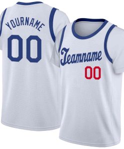 Custom White Royal Classic Tops Casual Fake Sleeve Basketball Jersey