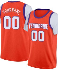 Custom Orange White-Royal Classic Tops Casual Fake Sleeve Basketball Jersey