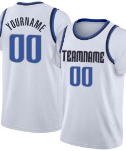Custom White Navy-Gray Classic Tops Casual Fake Sleeve Basketball Jersey