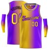 Custom Yellow Purple Black-Purple Gradient Fashion Tops Tilted Basketball Jersey