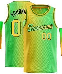 Custom Yellow Neon Green-Black Gradient Fashion Tops Tilted Basketball Jersey